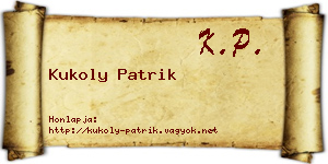 Kukoly Patrik névjegykártya